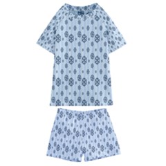 Snowflakes-seamless Kids  Swim Tee And Shorts Set