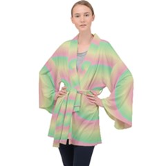 Spiral Long Sleeve Velvet Kimono  by nateshop