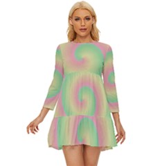 Spiral Long Sleeve Babydoll Dress