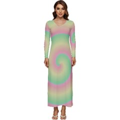 Spiral Long Sleeve Velour Longline Maxi Dress