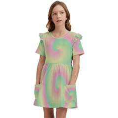 Spiral Kids  Frilly Sleeves Pocket Dress