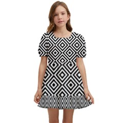 Square-black Kids  Short Sleeve Dolly Dress