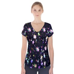 Stars Galaxi Short Sleeve Front Detail Top by nateshop