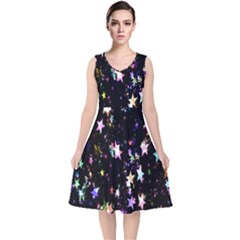 Stars Galaxi V-neck Midi Sleeveless Dress  by nateshop