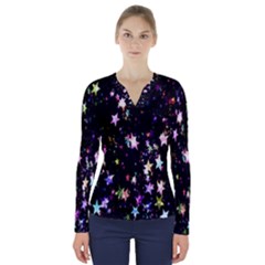 Stars Galaxi V-Neck Long Sleeve Top