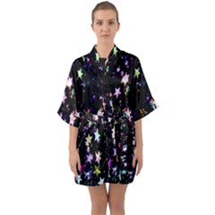 Stars Galaxi Half Sleeve Satin Kimono  by nateshop