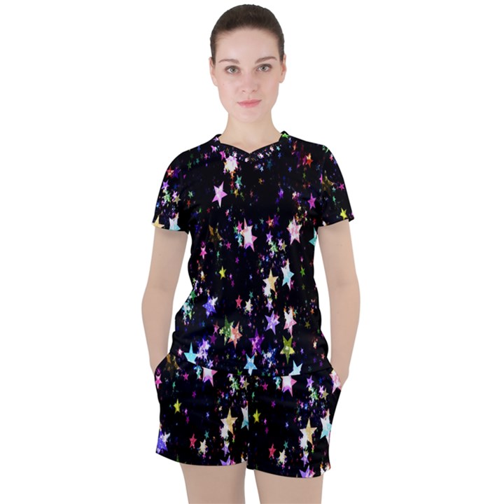 Stars Galaxi Women s Tee and Shorts Set