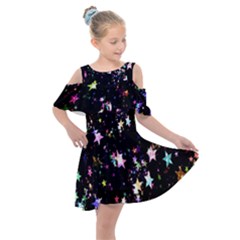 Stars Galaxi Kids  Shoulder Cutout Chiffon Dress by nateshop