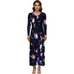 Stars Galaxi Long Sleeve Velour Longline Maxi Dress by nateshop