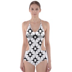 Star-white Triangle Cut-out One Piece Swimsuit by nateshop