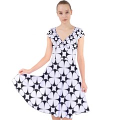 Star-white Triangle Cap Sleeve Front Wrap Midi Dress by nateshop