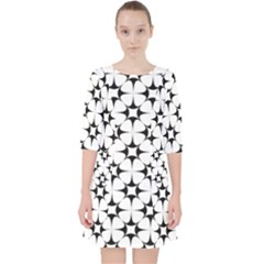 Star-white Triangle Quarter Sleeve Pocket Dress by nateshop