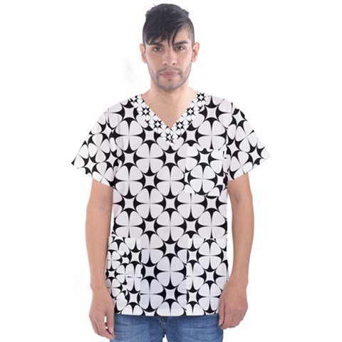 Star-white Triangle Men s V-neck Scrub Top by nateshop