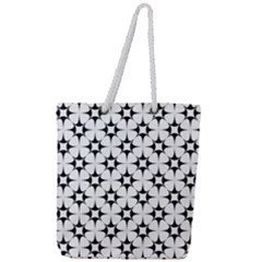 Star-white Triangle Full Print Rope Handle Tote (large) by nateshop