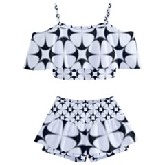 Star-white Triangle Kids  Off Shoulder Skirt Bikini by nateshop