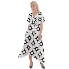 Star-white Triangle Cross Front Sharkbite Hem Maxi Dress by nateshop