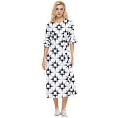 Star-white Triangle Double Cuff Midi Dress by nateshop