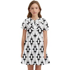 Star-white Triangle Kids  Bow Tie Puff Sleeve Dress