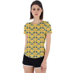 Textile-peacock Back Cut Out Sport Tee by nateshop