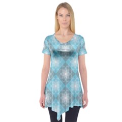 Triangle Blue Short Sleeve Tunic  by nateshop