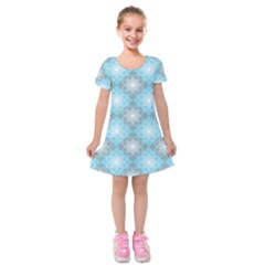 Triangle Blue Kids  Short Sleeve Velvet Dress by nateshop