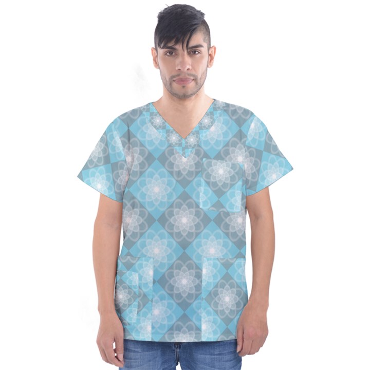 Triangle Blue Men s V-Neck Scrub Top