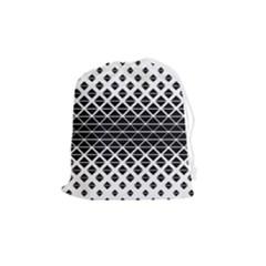 Triangle-black White Drawstring Pouch (medium)