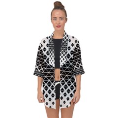 Triangle-black White Open Front Chiffon Kimono by nateshop