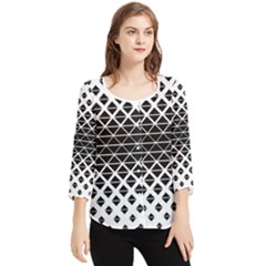 Triangle-black White Chiffon Quarter Sleeve Blouse by nateshop