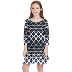 Triangle-black White Kids  Quarter Sleeve Skater Dress by nateshop