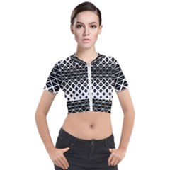 Triangle-black White Short Sleeve Cropped Jacket by nateshop