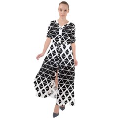 Triangle-black White Waist Tie Boho Maxi Dress by nateshop