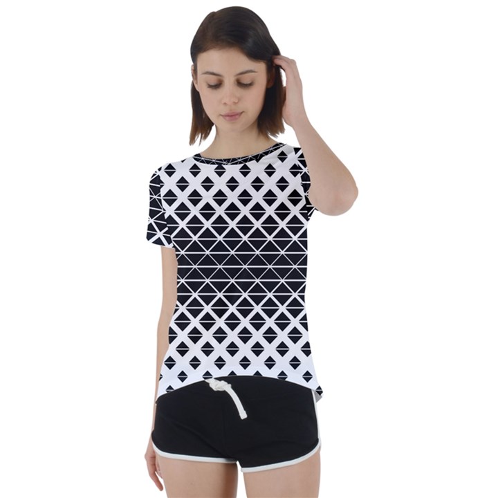 Triangle-black White Short Sleeve Foldover Tee