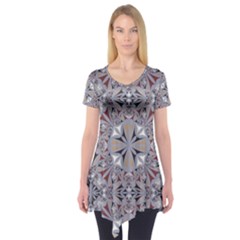 Triangle-mandala Short Sleeve Tunic  by nateshop