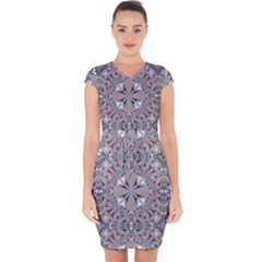 Triangle-mandala Capsleeve Drawstring Dress  by nateshop