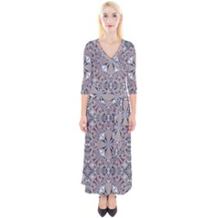 Triangle-mandala Quarter Sleeve Wrap Maxi Dress by nateshop