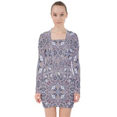 Triangle-mandala V-neck Bodycon Long Sleeve Dress by nateshop