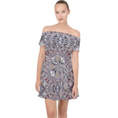 Triangle-mandala Off Shoulder Chiffon Dress by nateshop