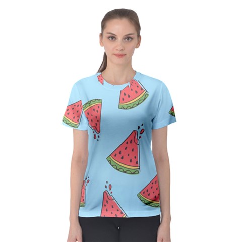 Watermelon-blue Women s Sport Mesh Tee by nateshop