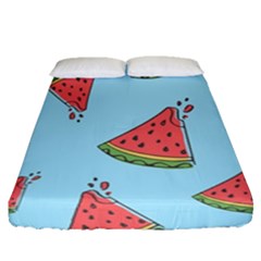 Watermelon-blue Fitted Sheet (queen Size) by nateshop