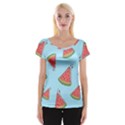 Watermelon-blue Cap Sleeve Top View1