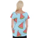 Watermelon-blue Cap Sleeve Top View2