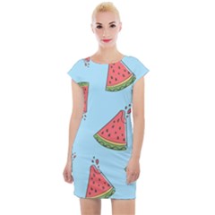 Watermelon-blue Cap Sleeve Bodycon Dress by nateshop