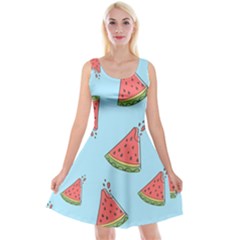 Watermelon-blue Reversible Velvet Sleeveless Dress by nateshop