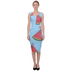 Watermelon-blue Sleeveless Pencil Dress by nateshop