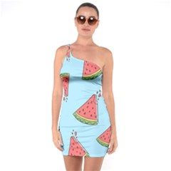 Watermelon-blue One Soulder Bodycon Dress by nateshop