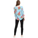 Watermelon-blue Chiffon Quarter Sleeve Blouse View2