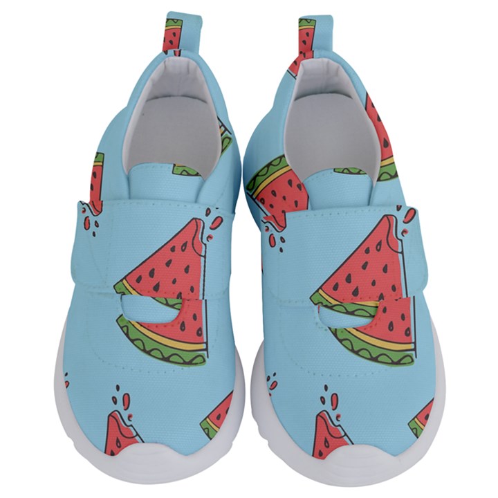 Watermelon-blue Kids  Velcro No Lace Shoes