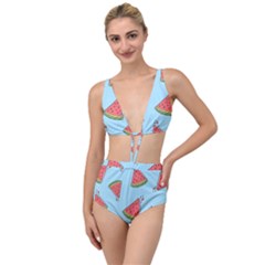 Watermelon-blue Tied Up Two Piece Swimsuit by nateshop