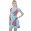 Watermelon-blue Cap Sleeve Velour Dress  View1